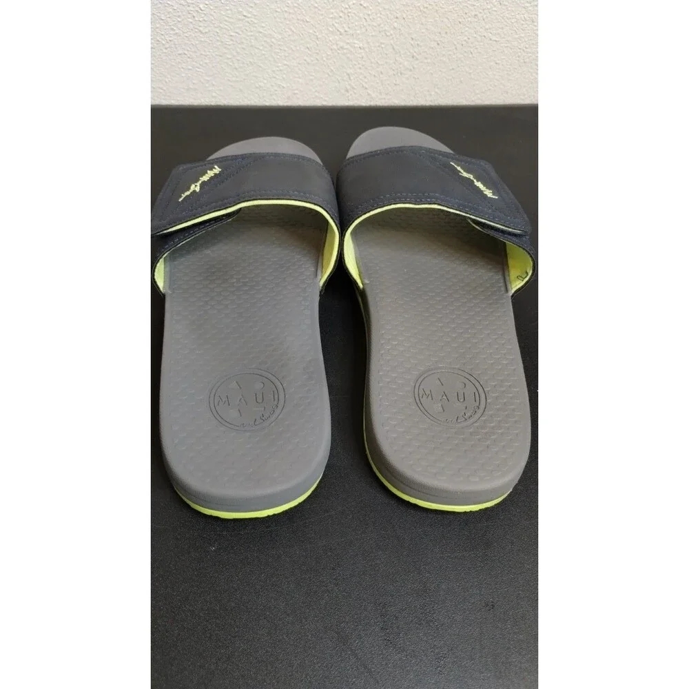 Maui and Sons Men Beach Cushion Slide Black and Green Size 11